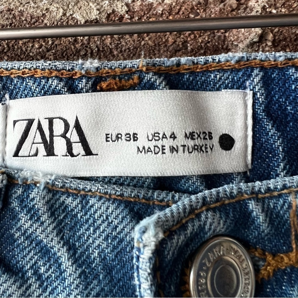 ZARA Vintage Flare Jeans High Rise Size 4 Tall Blue Denim - Picture 7 of 10